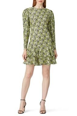 Brogger Nancy Silk Blend Floral Layered Long Sleeves Dress Size Large